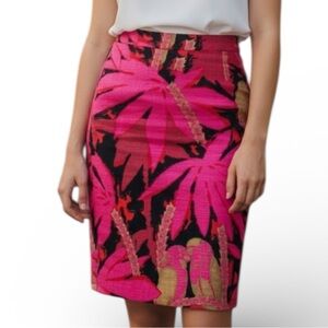 J. Crew Pencil Skirt Vibrant Pink and Black Size Medium